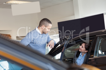 Man talking to a woman