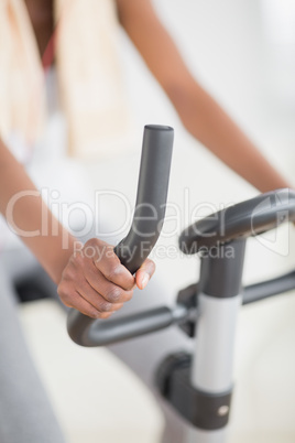 Focus on an exercise bike