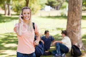Portrait of a girl on the phone