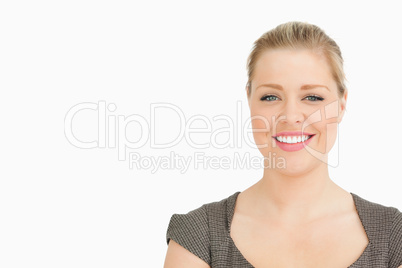 Blonde woman smiling