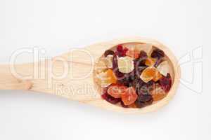 Wooden spoon with dried fruit
