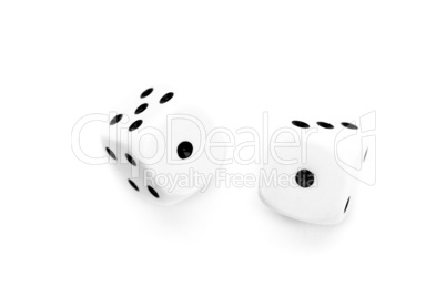 Two black and white dices thrown