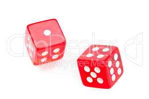 Two red dices moving