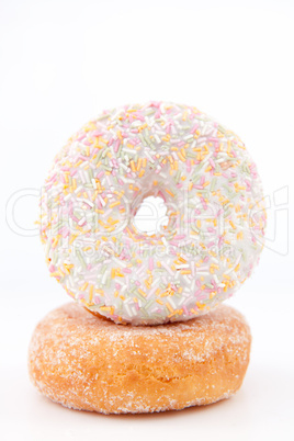 Doughnut with multi coloured icing sugar