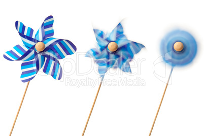 Three blue pinwheels