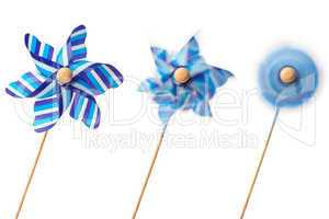 Three blue pinwheels