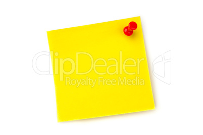 Yellow pinned adhesive note