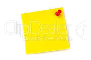 Yellow pinned adhesive note