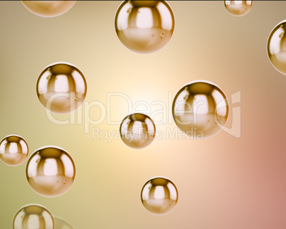 Golden water sphere falling
