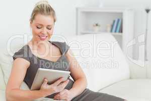 Woman looking at an ebook