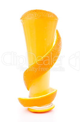 Orange peel surrounded around a glass