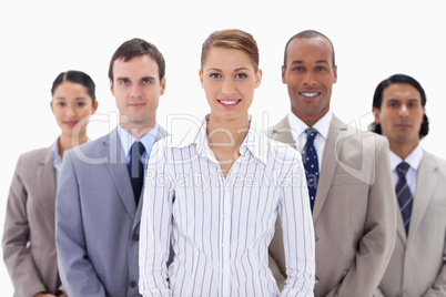 Close-up of a business team a smiling
