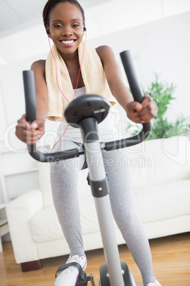 Black woman smiling while doing sport