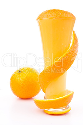 Orange peel wrapped around a glass