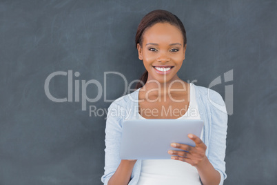 Front view of a black woman looking at camera