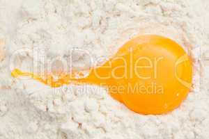 Egg yolk on the flour