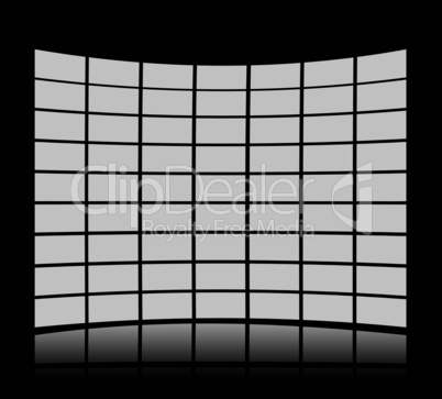 Grey screens forming a panel