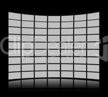 Grey screens forming a panel