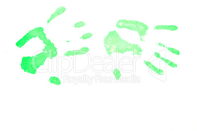 Two green handprints