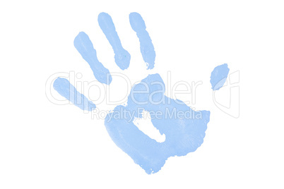 One blue handprint