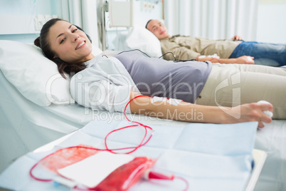 Transfused patients looking at camera