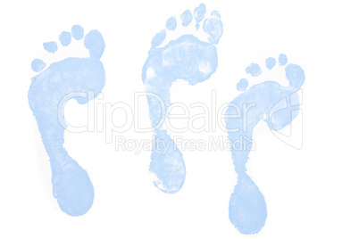 Three blue footprints