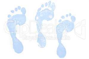 Three blue footprints