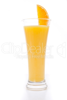 Orange slice on a full glass