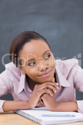 Close up of a thoughtful black woman