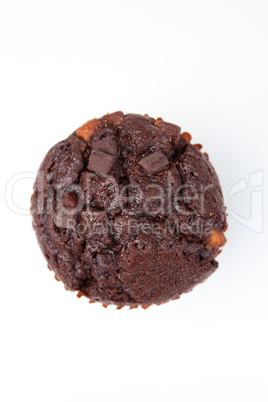 Extreme close up of a chocolate muffin