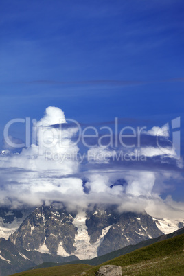 Summer mountains in clouds