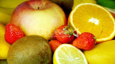 Rotation of delicious fruit plate.