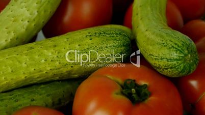 A set of fresh tomato & cucumber fruit vegetables.