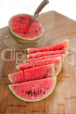 fresh watermelon on a  wood table