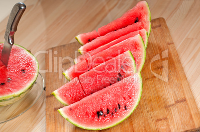 fresh watermelon on a  wood table