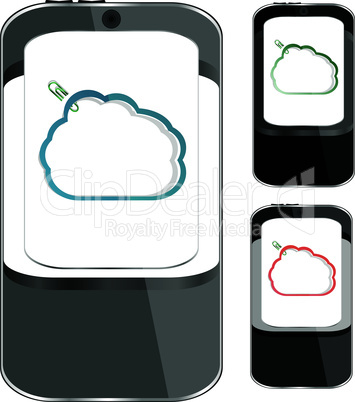 Vector illustration of a smart phone sets mobile handsets with red, blue, green abstract cloud with large touch screen