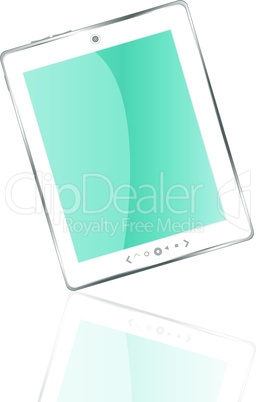 Vector white tablet pc with blue screen
