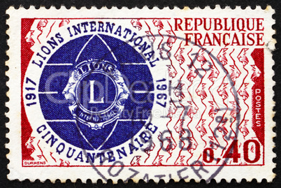 Postage stamp France 1967 Lions Emblem