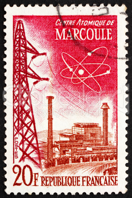 Postage stamp France 1959 Marcoule Atomic Center
