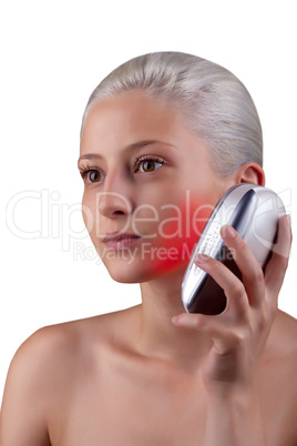 Young woman getting photo-therapy treatment