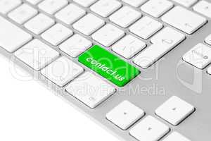 Computer keyboard with green contact us button