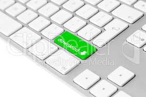 Computer keyboard with green download button