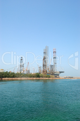 Oil drilling site at the shore, Sharjah, UAE