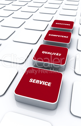 Quader Konzept Rot - Beratung Kompetenz Qualität Service 3