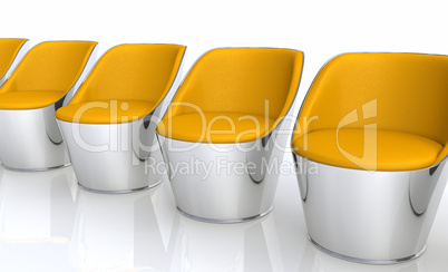 Clubchairs in a row - orange silver 2