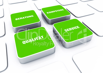 Quader Konzept Grün - Beratung Kompetenz Qualität Service 5