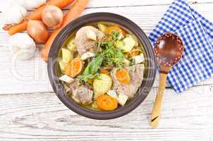 Vegetable stew with meat and herbs