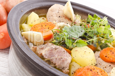 Vegetable stew with meat and herbs