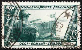 Postage stamp Italy 1932 Marine, Battleship and Seaplane