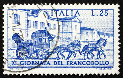 Postage stamp Italy 1969 Sondrio-Tirano Stagecoach, 1903